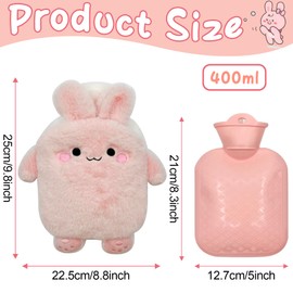 YeahBoom Children's Hot Water Bottle, Rabbit Hot Water Bottle with Hand Warmer Cover, Fluffy Hot Water Bottle with Cover, Removable and Washable Hot Water Bottle, Premium Hot Water Bottle, Tested and