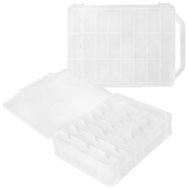 TAICHEUT 2 PCS 46 Grids Sewing Organizer, Clear Compartment Thread Box Storage, Small Double Sided Plastic Organizer Box for Embroidery Floss Sewing Threads Needles