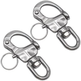 CHENKEE Snap Swivel Shackle, 2 pcs Heavy Duty Snap Shackle Stainless Steel Swivel Eye Snap Shackle Quick Release Marine Swivel Shackle D links Hook Shackle Clip for Sailboat Sandbag and Industry