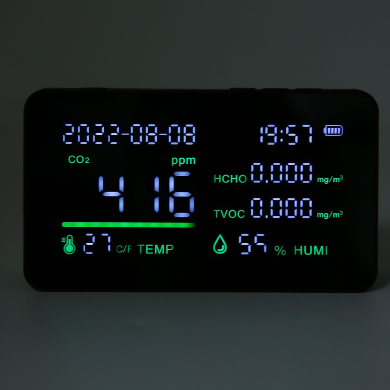 CO2 Detector ABS and Electronic TVOC Sensor Components Digital Temperature