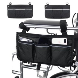 Wheelchair Side Bag - Perfect for Wheelchair and Walker Accessories-2 pieces (black)