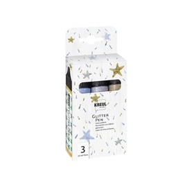 KREUL 49840 Glitter Pen, Set of 3, Glitter Effect Colours in Handy 29 ml Pen, for Decorating, Labelling and Decorating a Wide Range of Materials, Made on Water Base