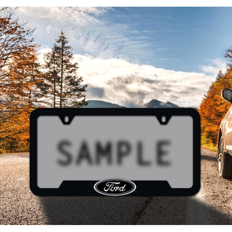 Ford Oval Black & Chrome 3D Badge Black Coated Metal