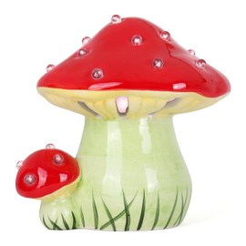 Milltown Merchants Ceramic Christmas Mushroom - Ceramic Christmas Tree Mushroom - Colorful Light up Christmas Mushroom - Nostalgic Christmas Decorations