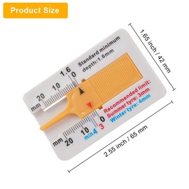 KOMUNJ Tyre Tread Depth Gauge 0-20 mm Plastic Tyre Tread Depth Gauge, Portable Tyre Tread Depth Gauge, Digital Tread Depth Gauge for Motorcycle, Vehicle, Car, Pack of 6