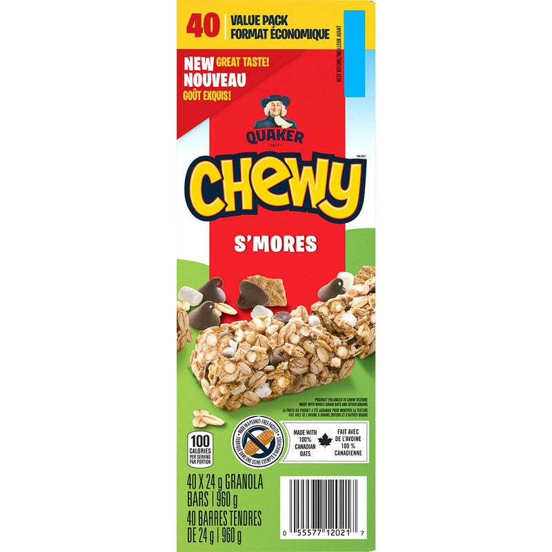 QUAKER CHEWY, S'Mores Granola Bars, 960g/33.9 oz.,(40 Count) {Imported from