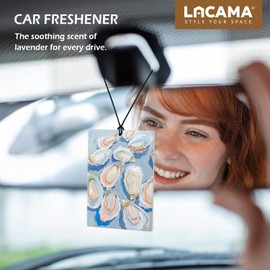 Lacama Pink and Blue Girly Beach Car Air Freshener 3Pcs, Preppy Bow Ocean Beachy Oyster Seashell Cars Scents Air Freshener for Women Girls Gifts, Beachy Car Accessories Interior Mirror Decor Hanging