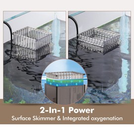 Hygger CO2 Aquarium Surface Skimmer up to 50 Gallon Aquariums, 132GPH Flow Skimmer with Dual Outlet & Wave Maker Function, 6W