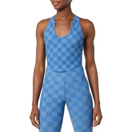 EleVen by Venus Williams Women's Ace Tank, Ocean Checkered Print, X-Large