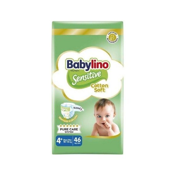 Babylino Sensitive Cotton Soft No4+ (10-15 Kg), 46pcs