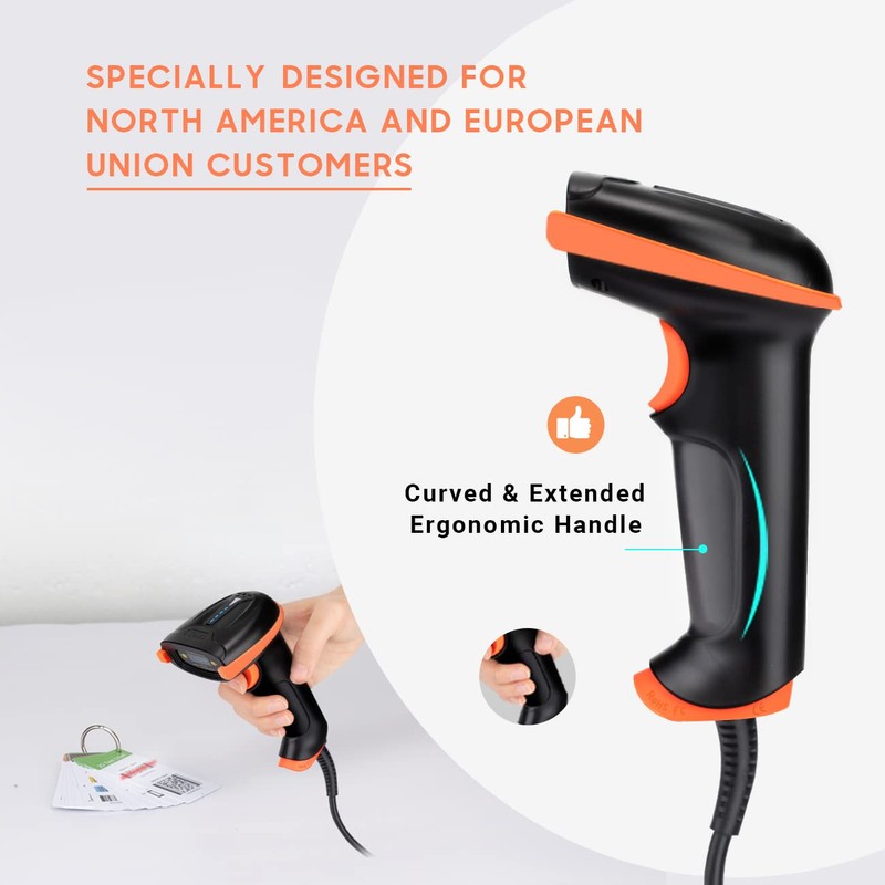 Tera Barcode-Scanner 1D Laser USB Wired Kabelgebunden Handheld Barcodescanner Handscanner