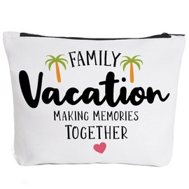 Fokongna Family Vacation Gifts Beach Bag Family Vacation Essentials Family Ideas Summer Gifts for Women Beach Accessories Makeup Cosmetic Bag Travel Organizer Family Vacation Making Memories