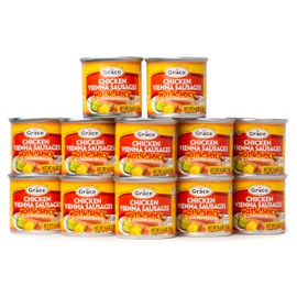 Grace Hot & Spicy Chicken Vienna Sausage in Chicken Broth 4.6z - 12 Pack - US Made Hot and Spicy Vienna Sausages Canned Food - Salchichas de Pollo