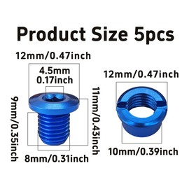 Runseaway 5PCS M8 Chainring Bolts, 7075 Aluminum Alloy Bike Crankset Screws, Single Chainwheel Fixing Hardware for MTB Road BMX Bicycle, CNC Nuts, Blue