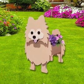 strolfay Brown Pomeranian Dog Planter Plant Pots,Cute Dog Flower Planter,Gifts for Pet Lovers,Unique Animal Plant Pots,Office,Indoor Outdoor Garden Decor(9.45 * 6.65 * 12.13in)