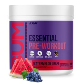 Raw Cbum Essential Pre Workout Pre Entrenamiento 30 Servicios Sabor Watermelon Grape                                                                  