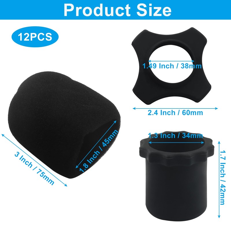 ISDVBUY 12 Pack Wireless Handheld Microphone Protection Kit, Bottom Rod