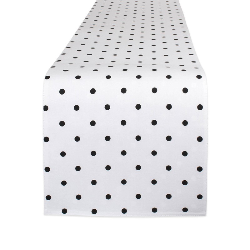 DII Polka Dot Kitchen Collection, Table Runner, 14x72, Black/White Reversible