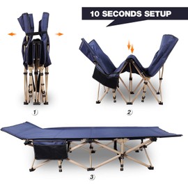 REDCAMP 28" Extra Wide Heavy Duty Camping Cots for Adults, Folding Sturdy Portable Sleeping Cot for Camping or Office Use, Blue