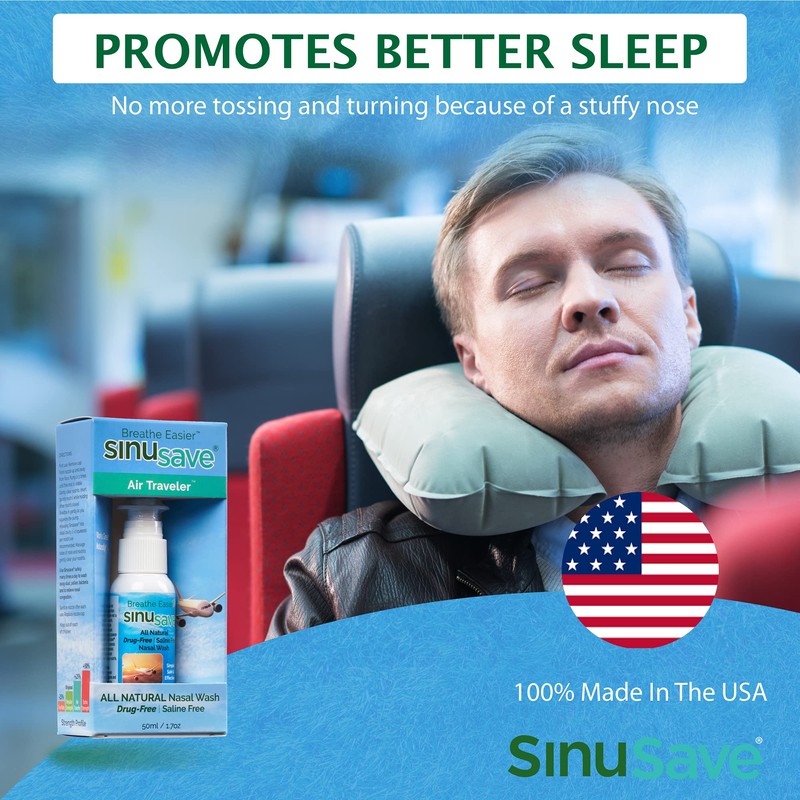 Sinusave Air Traveler/All-Natural, Drug Free, Nasal Wash & Allergy Spray/Sinus