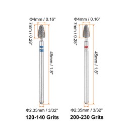 HARFINGTON 3pcs Diamond Grinding Bit Set 4mm Bullet-Head 2.35mm Shank 7mm Length Stone Sanding Drill Bits Rotary Tool for Ceramic Glass Nails Grinding Polishing
