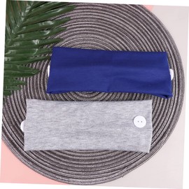 SHOWERORO 2pcs Stretchy Button Headband for Women Fashion Ear Care Sports Headscarf Multi-Functional Binding Headwrap for Yoga Fitness Sapphire Blue Grey