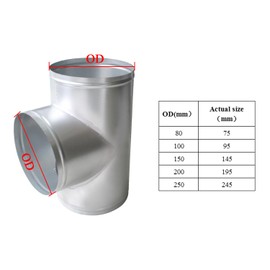 Pellet Stove Pipe Tee Connector for Exhaust Vent air Chimney Air Galvanized T Fitting Kitchen Hood Ventilation Duct Adapter Metal tee Joint for Fireplace Furnace Smokers Grills Tube Flue (OD100mm)