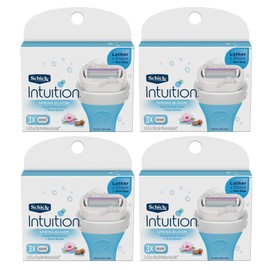 Schick Intuition - Lather & Shave In One Stop - Spring Bloom with Shea Butter, Fresh Floral Scent - Women's Razor Blade Refills - 3 Ct Pack of 4 = 12 Cartridges