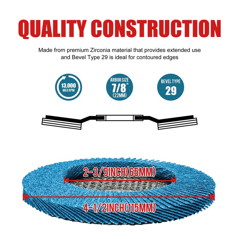 EZARC Flap Discs 80 Grit, 4 1/2 x 7/8-Inch Flap