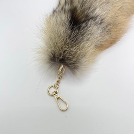 FEXATA Therian Fluffy Fox Tail Fur Keychain - Furry Costume Cosplay Accessory - Wolf Tail Handbag (Golden Island Fox)