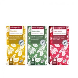 60 PLASTIC FREE Mixed Eden Project Home compostable Nespresso Compatible Capsules (2 x 10 Costa Rica, 2 x 10 Colombian, 2 x 10 Guatemalan)