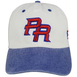 Puerto Rico PR Flag Hat Dad Embroidered Cap Baseball Curved Unstructured Bill (Natural/Blue)