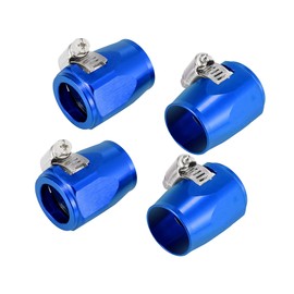 TUCKBOLD 4pcs AN14 Hex Car Hose Finisher Flexible Rubber Pipe Clamp with Screw Band Adapter Fitting for Oil Fuel Water Tube Blue Automotive Parts