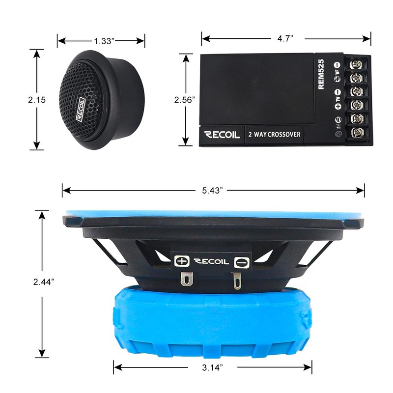 RECOIL REM525 Echo Series 5.25-Inch Car Audio Component Speaker System