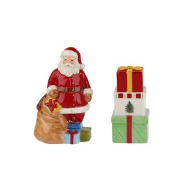 Spode Christmas Tree Collection Santa Gifts Salt & Pepper Shaker Set, Incudes 4.5 Inch Santa and 3.5 Inch Gifts, Holiday Kitchen and Table Shaker, Festive Home Décor