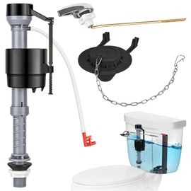 Teviora Universal Toilet Flusher Replacement Kit, Water-Saving & Height Adjustable Fill Valve, 2-Inch Flapper, Toilet Handle Lever, Quiet & Anti-Siphon Toilet Repair Kit Inside Tank (Black, 1-Pack)
