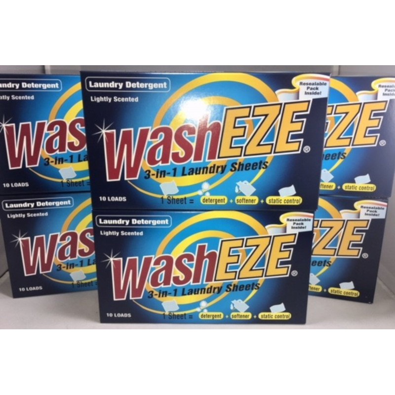 Washeze 3-in-1 Laundry Detergent Sheets 60 Loads Lightly Scented Great