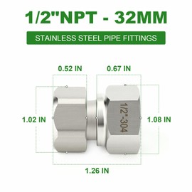 TAISHER 2PCS 304 Stainless Steel Flexible Movable Connector, 1/2" NPT Female for Sprayer, 32MM Length, Angled Valve, Shower Arm