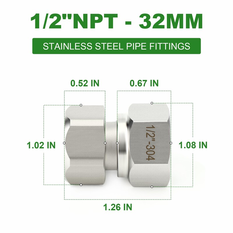 TAISHER 2PCS 304 Stainless Steel Flexible Movable Connector, 1/2" NPT