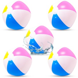 Aerzouser Pack of 5 Children's Water Balls, 25 cm After Inflating, Inflatable Water Ball, 4 Colours, for Beach, Pool Party, Outdoor Water Toy, for Children (4 Colours)