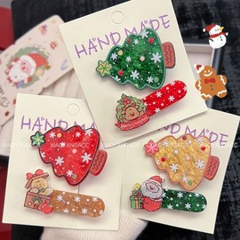 Lovely Christmas Hair Clip - Holiday Spirit Elk Gingerbread Design One Size/NO.4 40ea