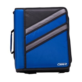 Case-it The Z Shape Zipper Binder - Two Binders in One - Double Sided 1.5 Inch D-Ring - Multiple Pockets - 500 Page Capacity - Comes with Shoulder Strap, Midnight BlueZ-176