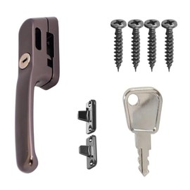 FixRello Fastener Casement Window Handle for Timber Surfaces | with Key, Mount/Wedge and Screws for Easily Installation and Security (1, Bronze)