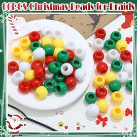 NAISKA 60PCS Soccer Party Hair Beads Red Green Beads for Hair Sports Themed Loc Jewelry Dreadlock Round Bead Xmas Bead for Hair Braids Kids Rave Acces