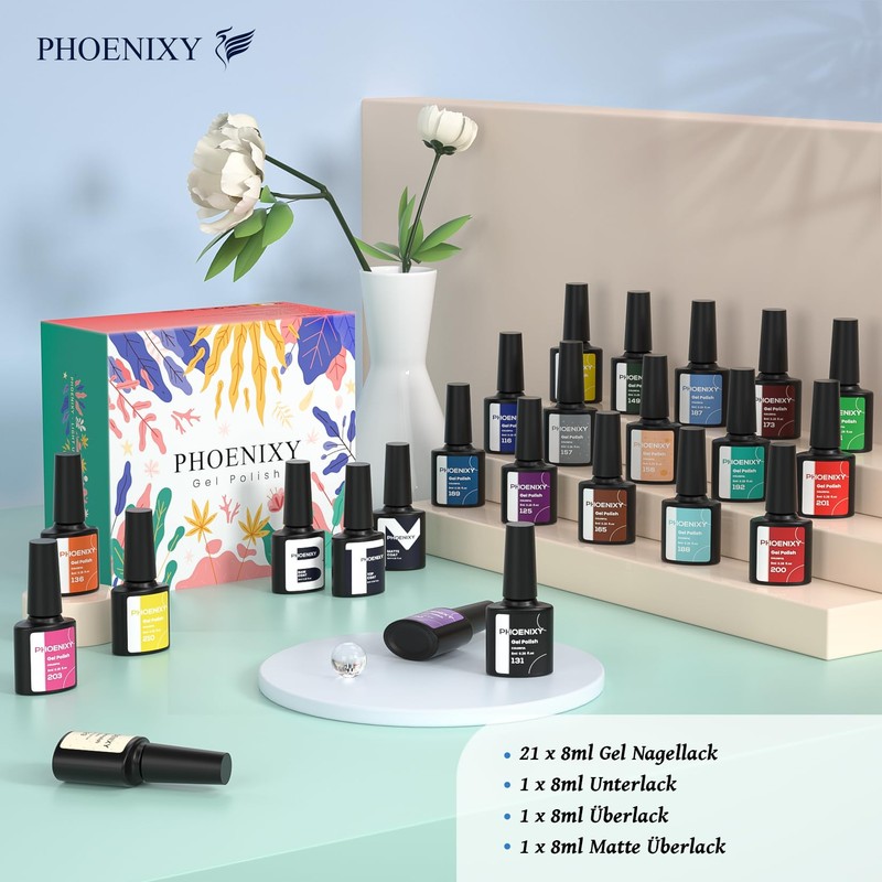 phoenixy Gel Nagellack Set, Phoenixy 21 Farben UV Nagellack Set