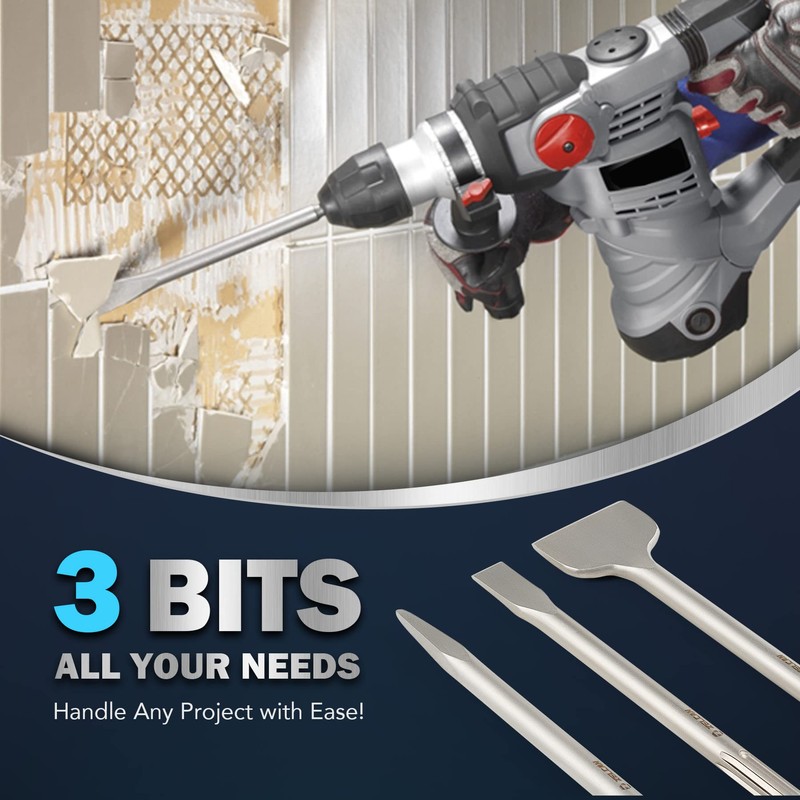 ZELCAN Chisel Set with SDS Max Shanks, 3pc SDS Max
