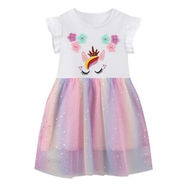 VEOAY Cute Dresses for Baby Girls 2t Dress Summer Clothes for Baby Girl Casual Tutu Clothes for Kids 2t Adorable Dress for Girl 2T(bunny074, 2T)