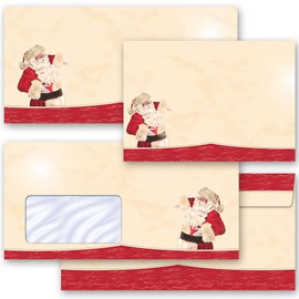 Paper Media Pack of 50 Envelopes (with Window) Santa Claus Christmas DIN Long (220 x 110 mm)