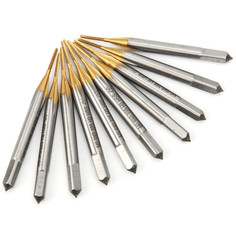 10pcs M0.9x0.225 Screw Tap High Speed Steel Drill Bits for