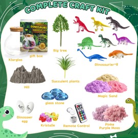 BellaAchtung Dinosaur Terrarium Set for Kids, Dinosaur Gifts Toy Craft Kit Birthday Gift for Boys Age 4, 5, 6, 7, 8-12 Years